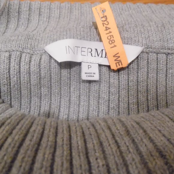 Intermix Gray Raylynn Ruffle Off Cold Shoulder Cocktail Sweater Top Pullover - Picture 11 of 12